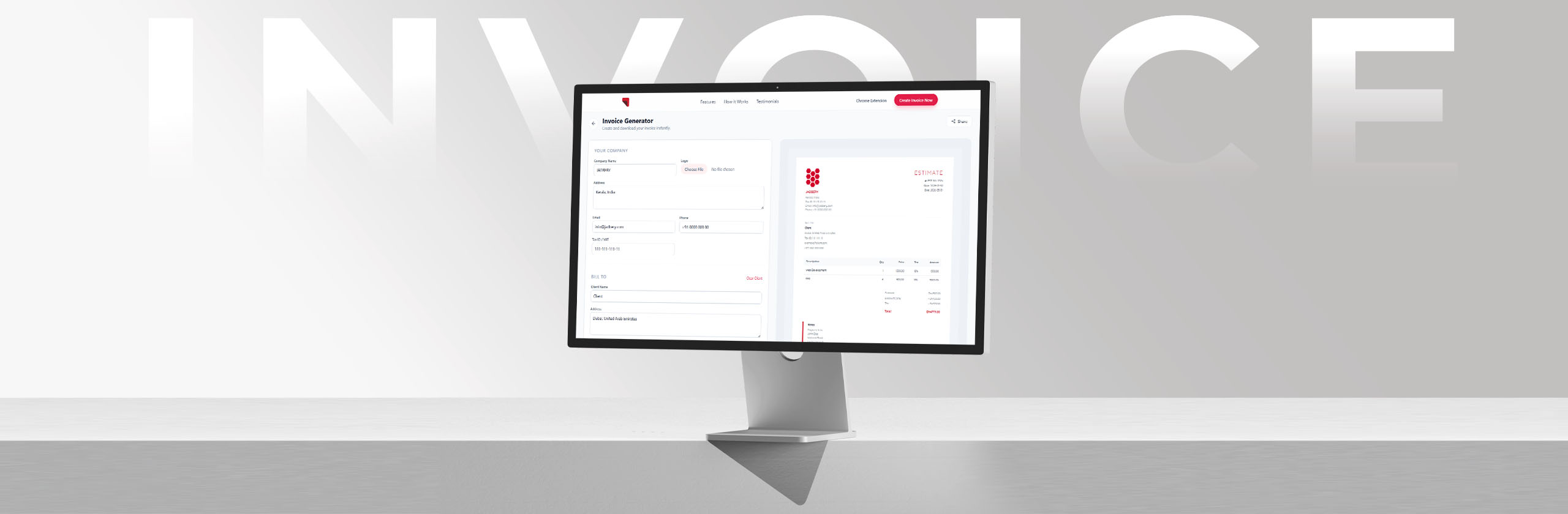 Invoice - UI UX Design Case Study Main Interface